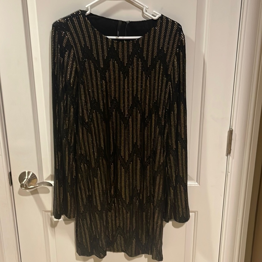 Black and gold studded party dress